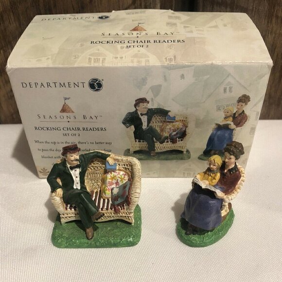 𝅺DEPT 56 Seasons Bay Rocking Chair Readers #53422 - Picture 1 of 4